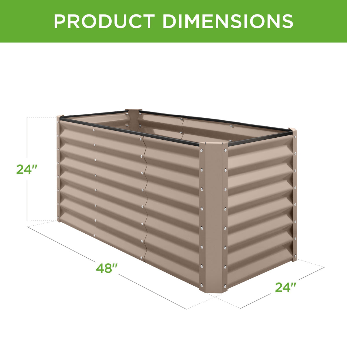 Outdoor Raised Metal Garden Bed for Vegetables, Flowers, Herbs - 4x2x2ft