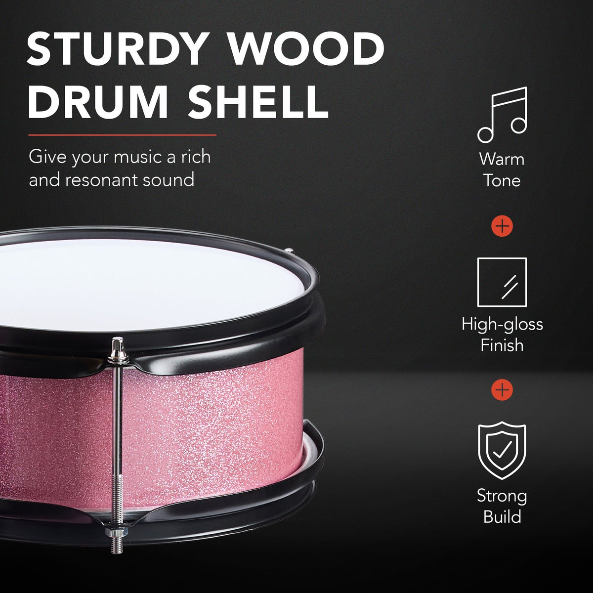 Kids Beginner 3-Piece Drum, Musical Instrument Set w/ Sticks, Stool, Pedal