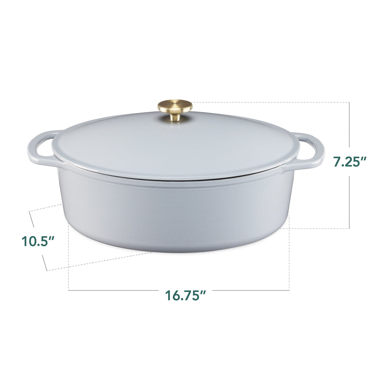 Oval Cast-Iron Dutch Oven Kitchen Cookware w/ Enamel - 7.5qt