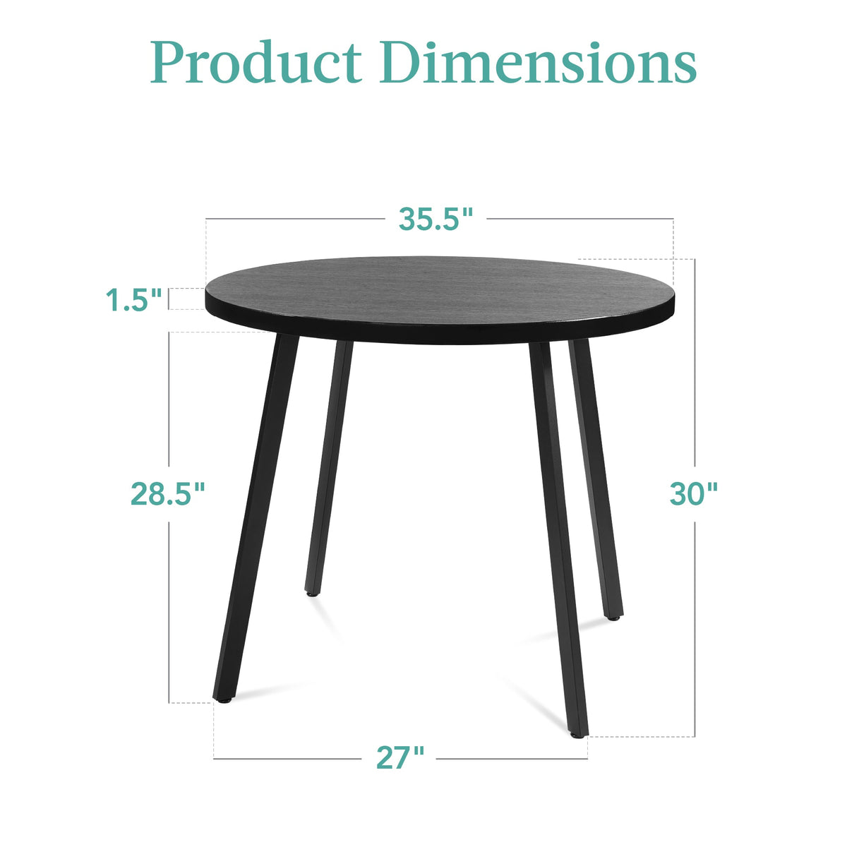 Mid-Century Modern Round Dining Table w/ Adjustable Feet - 35.5in
