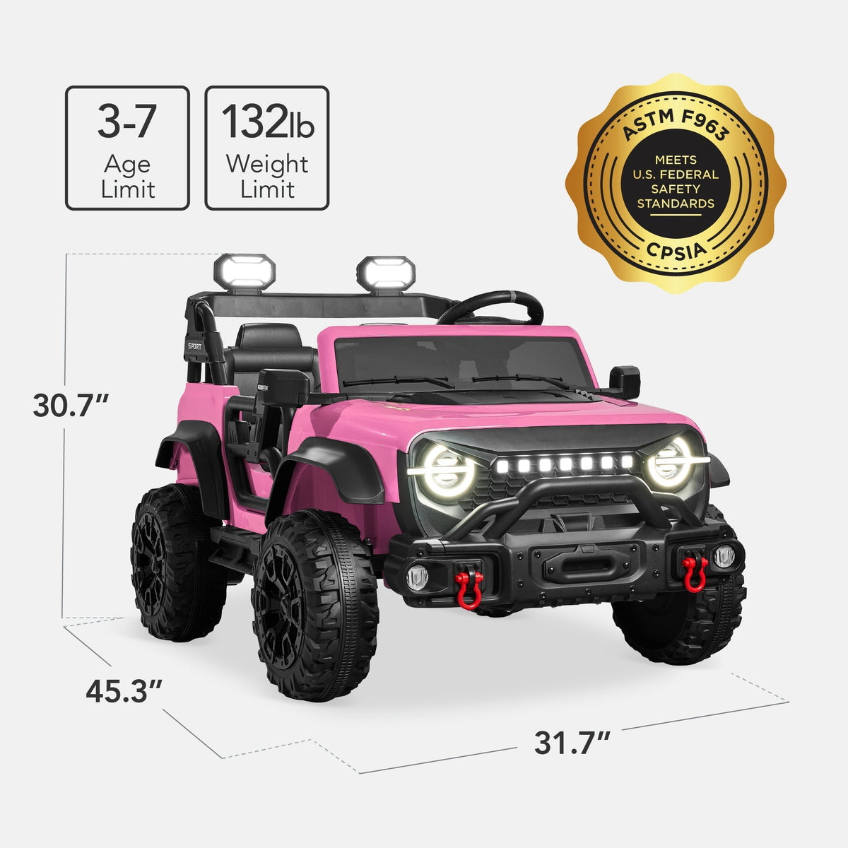 24V 2-Seater Electric Ride-On Car Truck w/ Parent Control, Bluetooth