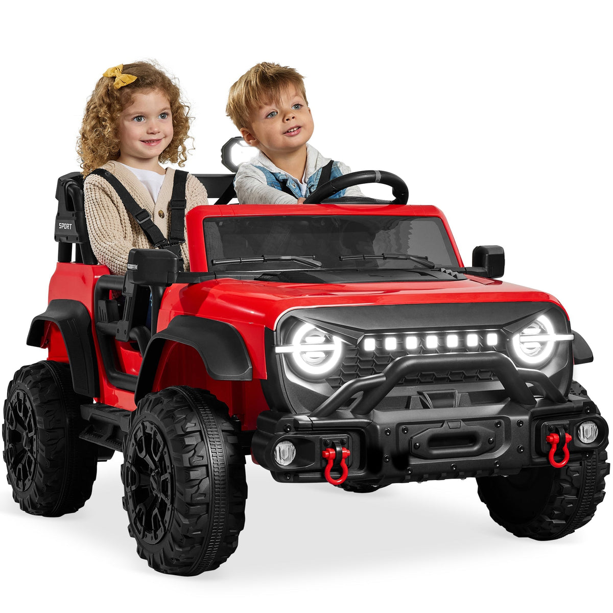 24V 2-Seater Electric Ride-On Car Truck w/ Parent Control, Bluetooth