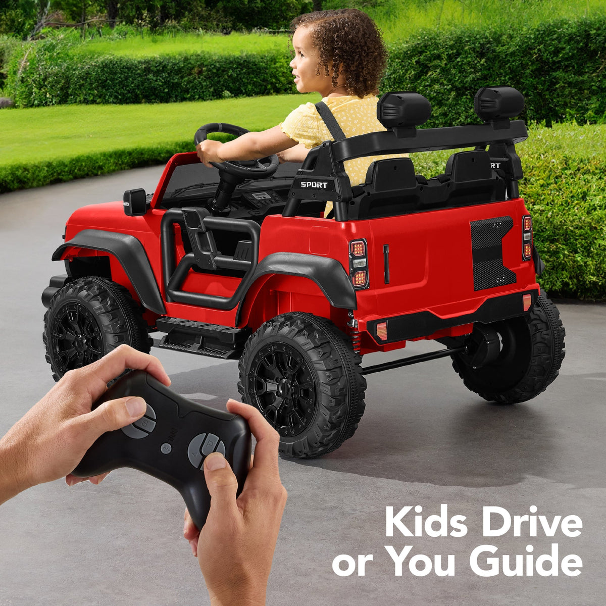 24V 2-Seater Electric Ride-On Car Truck w/ Parent Control, Bluetooth
