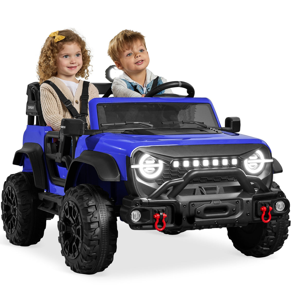 24V 2-Seater Electric Ride-On Car Truck w/ Parent Control, Bluetooth
