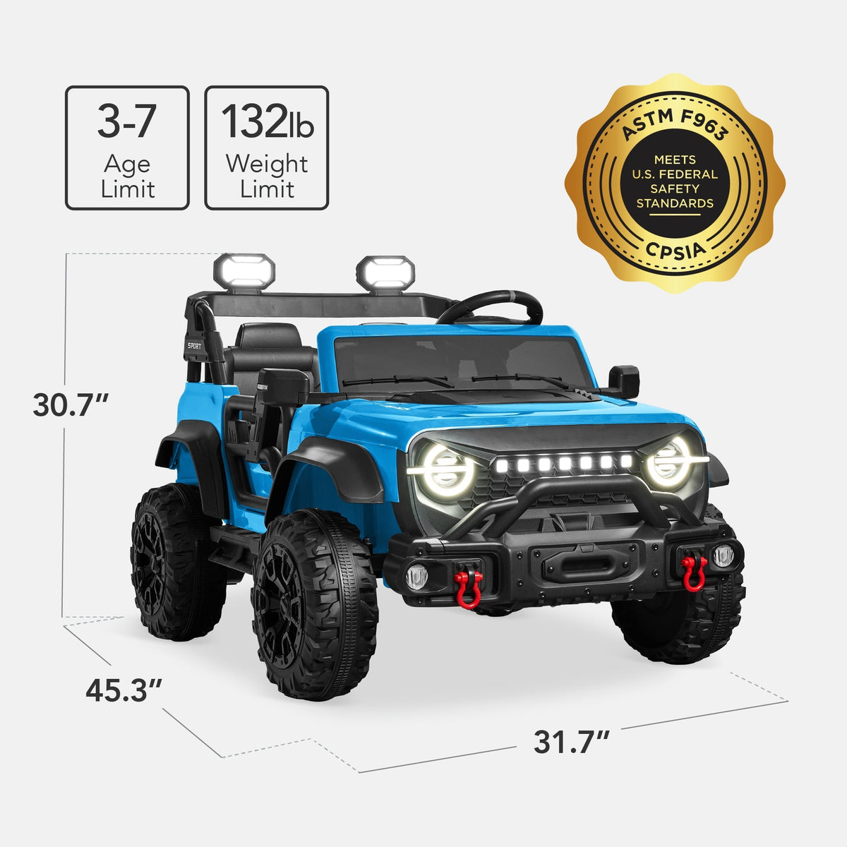 24V 2-Seater Electric Ride-On Car Truck w/ Parent Control, Bluetooth