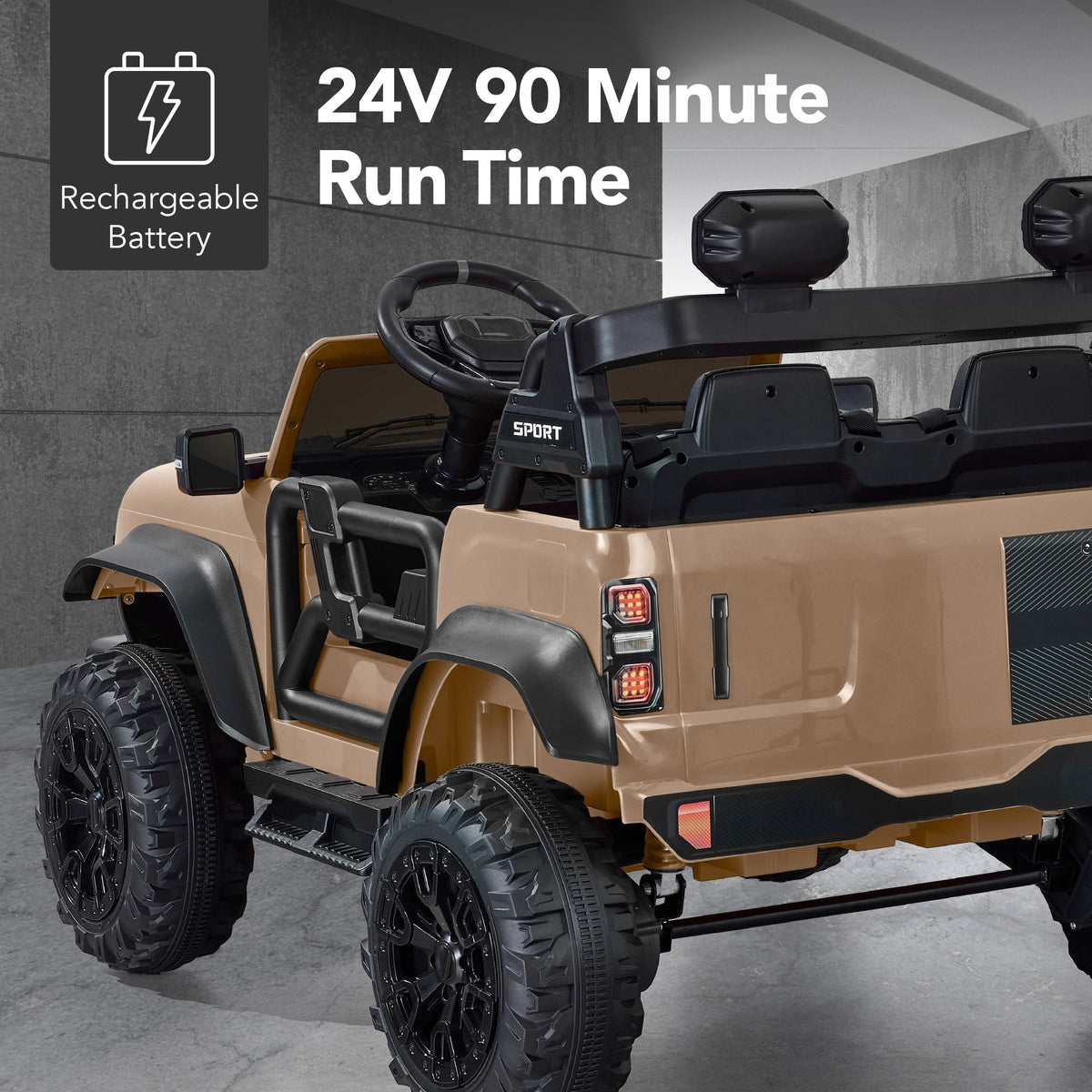24V 2-Seater Electric Ride-On Car Truck w/ Parent Control, Bluetooth