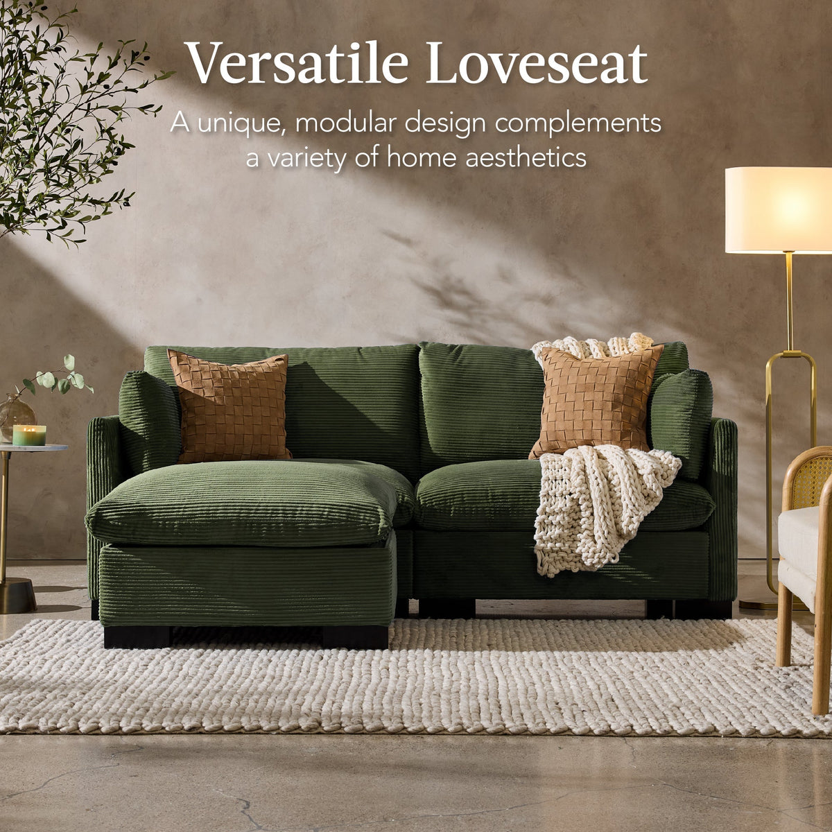 Modular Sectional Pillowtop Sofa w/ Ottoman & Storage  82in