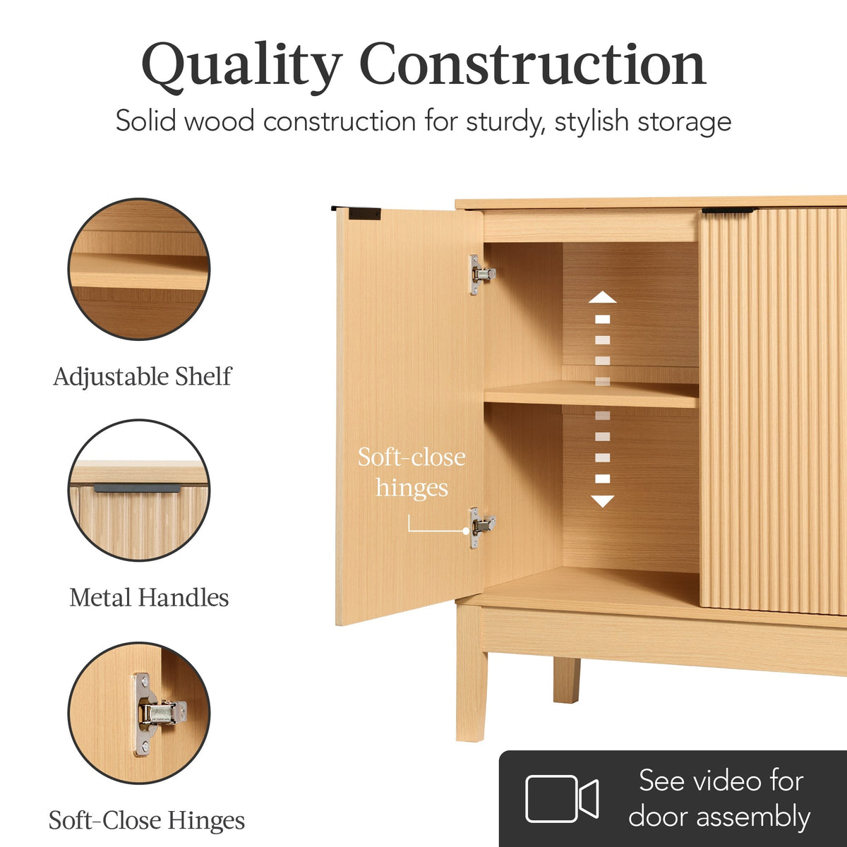 2-Door Reeded Storage Cabinet, Accent Furniture, Sideboard