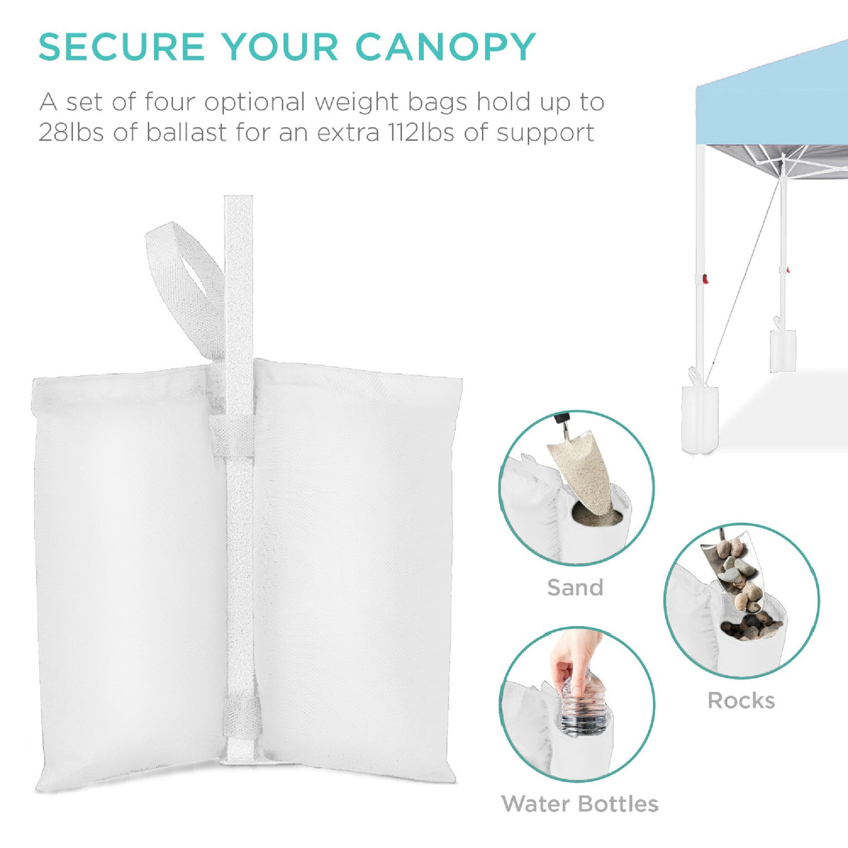 One-Person Setup Instant Pop Up Canopy w/ Case, 4 Weight Bags - 10x10ft