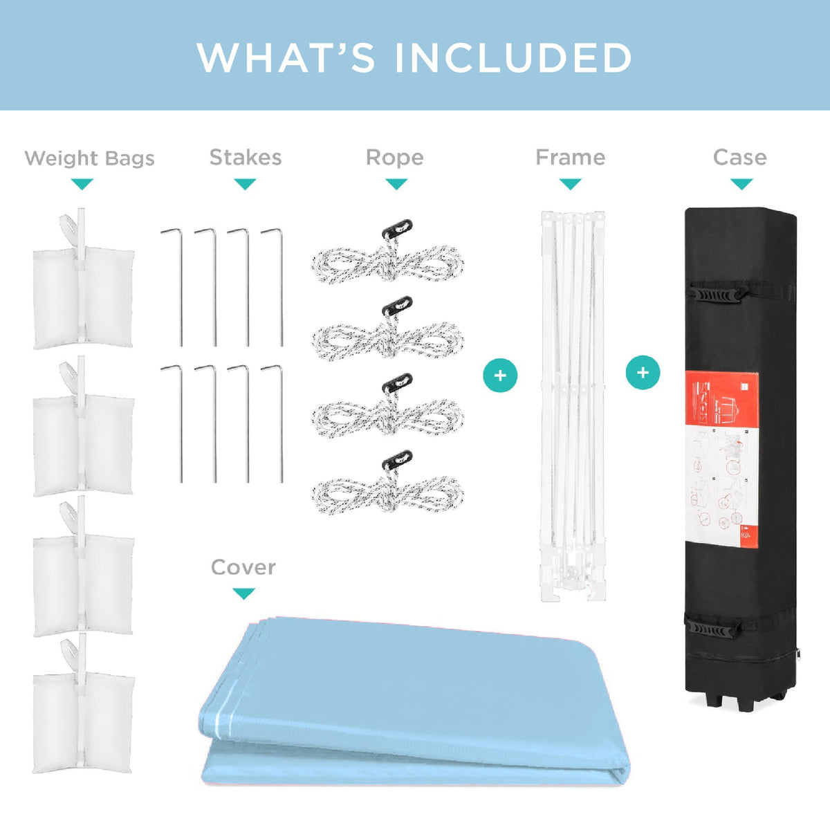 One-Person Setup Instant Pop Up Canopy w/ Case, 4 Weight Bags - 10x10ft