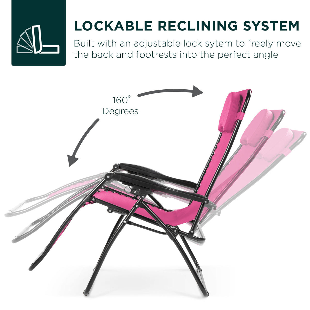 Oversized Reclining Zero Gravity Chair Lounger w/ Cup Holder, Pillow